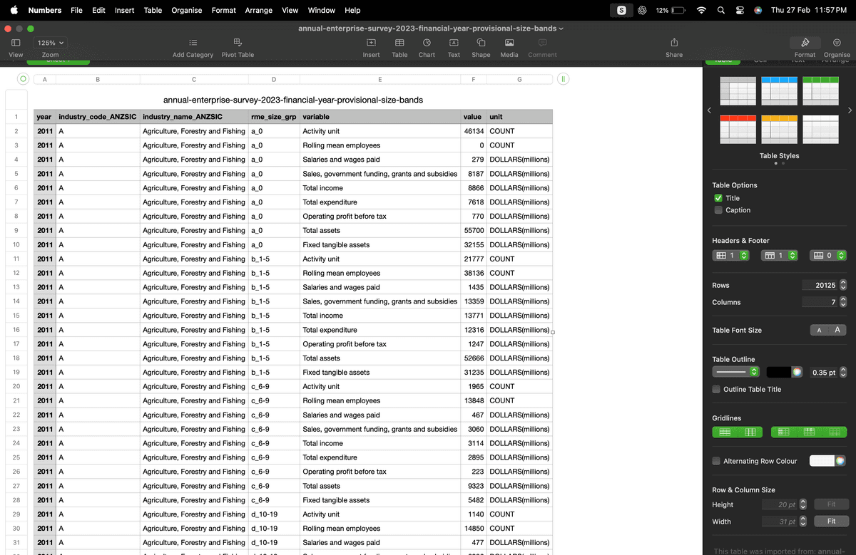 CSV file Example