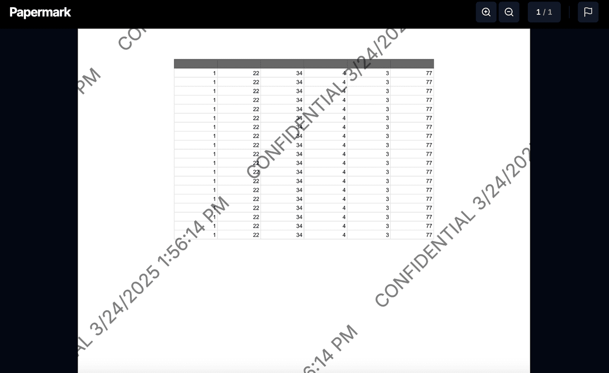 Excel with Dynamic Watermark