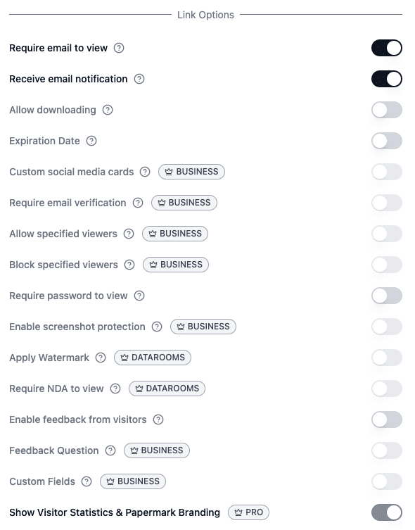 Link-Berechtigungen nach Abonnement