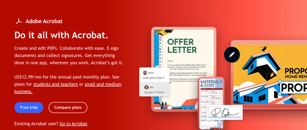 Adobe Acrobat Oberfläche