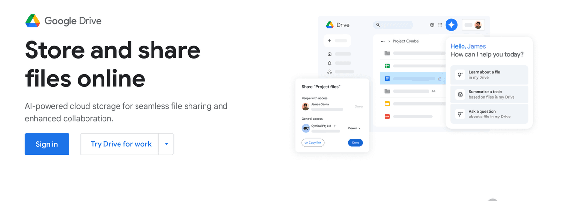 Google Drive Oberfläche